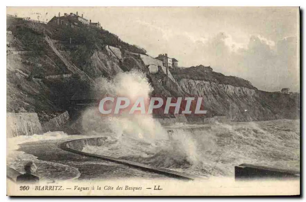 Biarritz — Ondas na Côte des Basques — LL. n°260 - Frente
