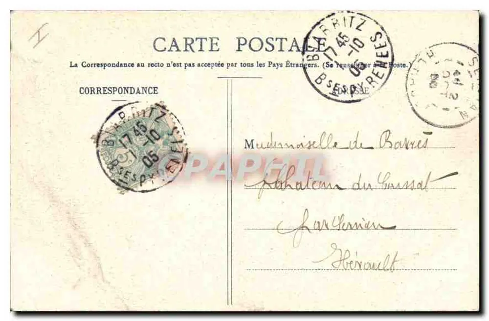 Biarritz Pittoresque — Vagues au Rocher de la Vierge — Édition A. Station - Rückseite