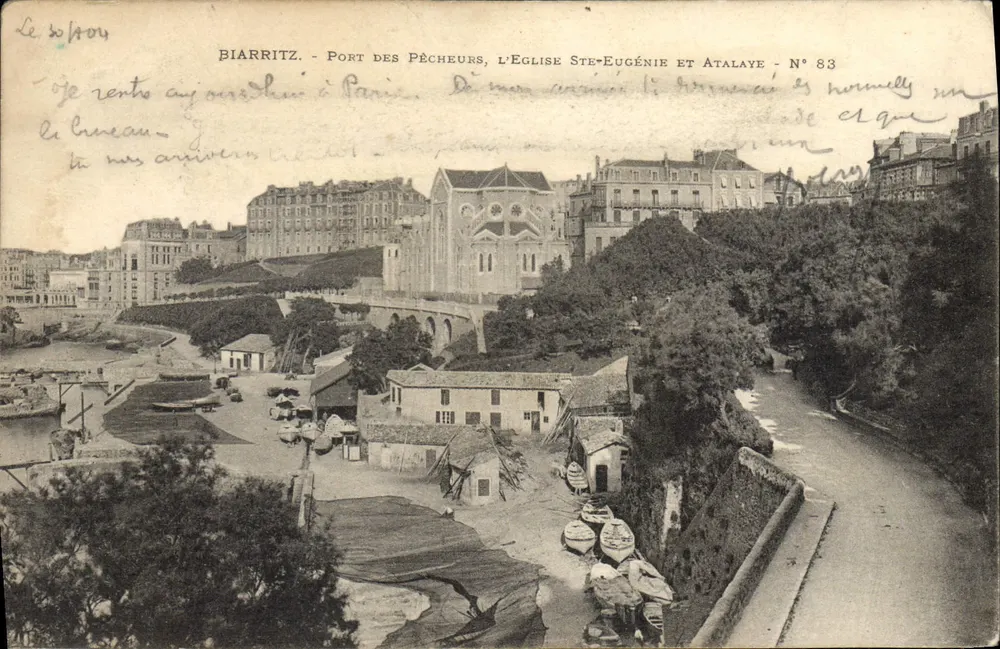 Biarritz - Port des Pêcheurs, l'Église Ste-Eugénie et Atalaye - N° 83 - Vorderseite