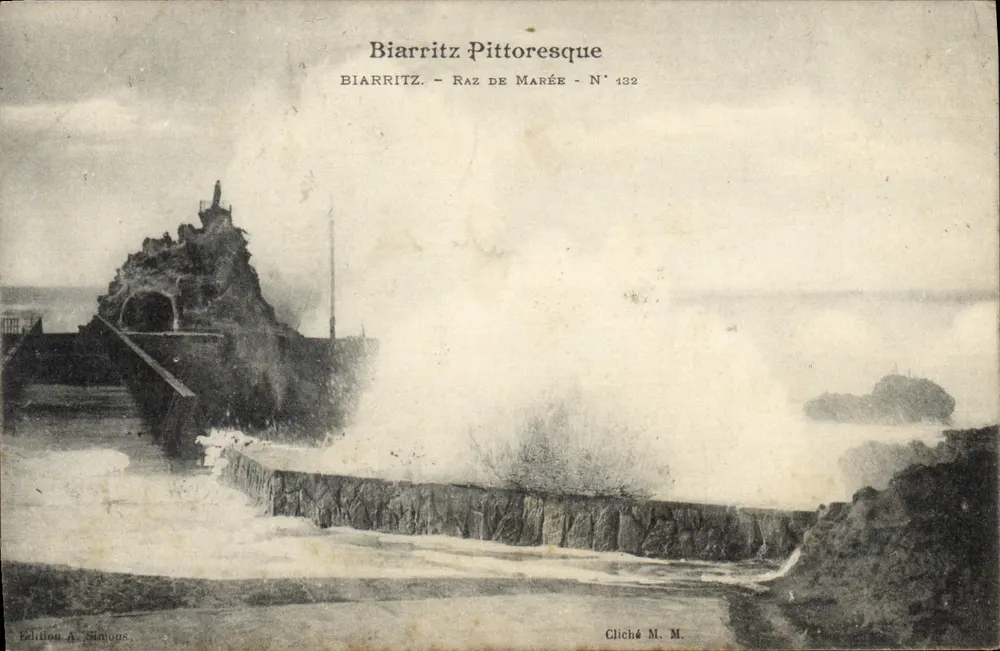 Biarritz Pittoresque — Raz de Marée — N° 432 — Edição A. Simons - Frente