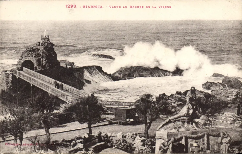 Biarritz - Welle am Felsen der Jungfrau — Phototypie Laboushe, n° 1293 - Vorderseite