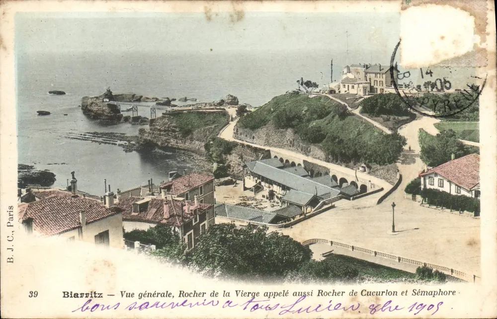 Biarritz — Allgemeiner Blick, Felsen der Jungfrau auch bekannt als Felsen von Cucurlon und Semaphor - Vorderseite