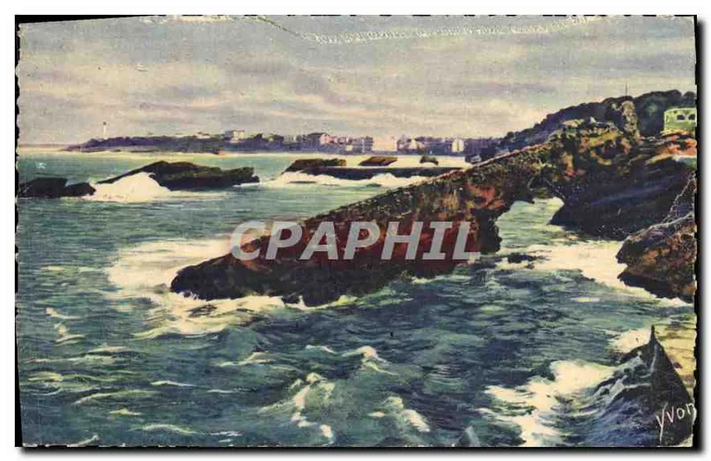 La Roche Percée i północny wysep Saint-Martin — Biarritz (Basses-Pyrénées) — Wydawnictwo Dart Yvonor - Awers