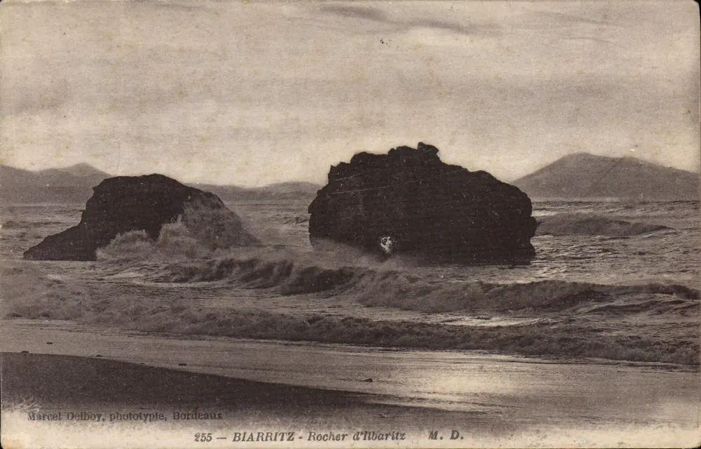 Biarritz - Rocher d'Ibaritz — Marcel Deliboy, fototipo, Bordeaux, n°255 - Frente