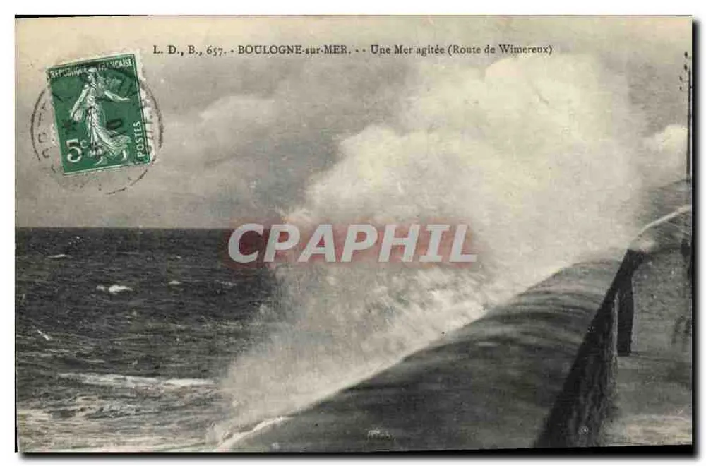 Boulogne-sur-Mer — Eine stürmische See (Route de Wimereux) — L. D., B., 657 - Vorderseite
