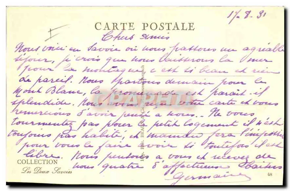 Chamonix — Eisenbahn Montenvers und Aiguille du Dru — 12120 - Rückseite