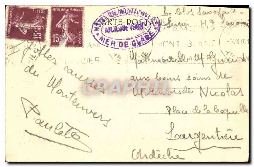Chamonix — Montenvers-Bahn und Aiguille du Dru — 12120 - Rückseite