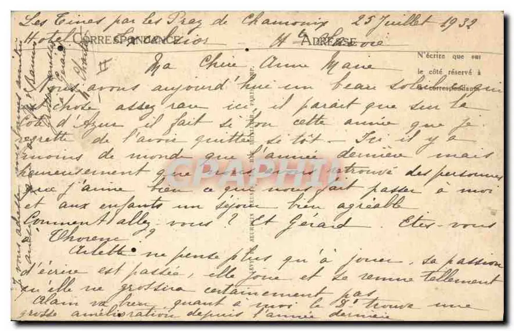 Chamonix-Mont-Blanc — O Mont-Blanc visto das Tines — A Linha P.-L.-M. — LL — n° 113 - Verso