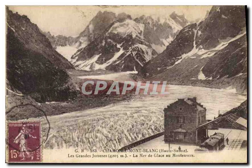 Les Grandes Jorasses (4205 m.) — A Mer de Glace no Montenvers — G.R. 583 — Chamoux-Mont-Blanc (Haute-Savoie) - Frente