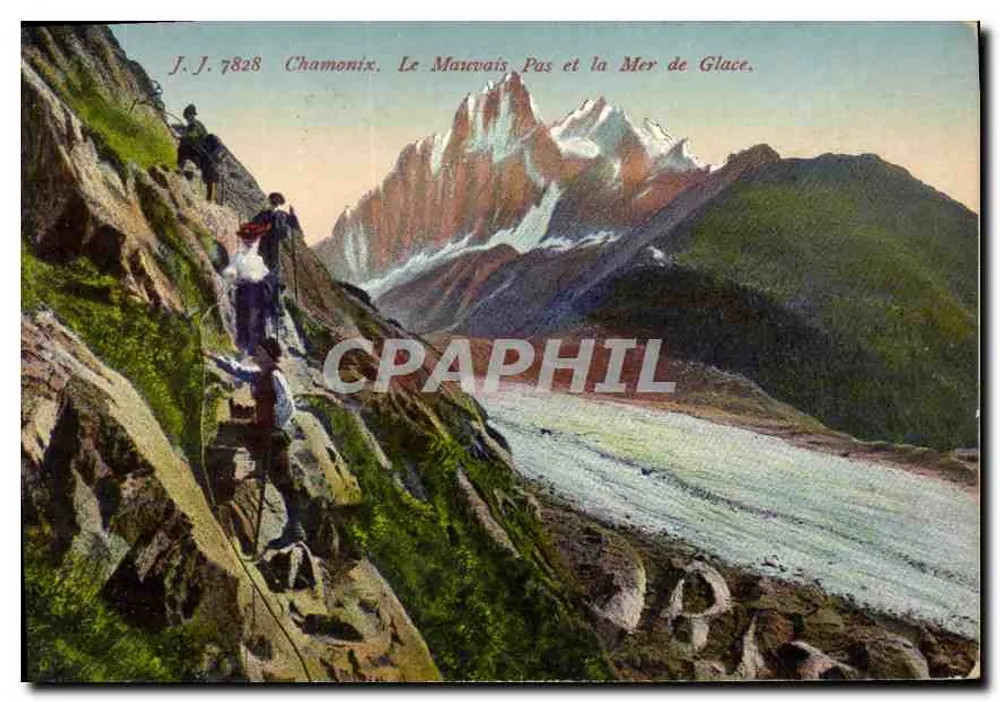Chamonix. Der Mauvais Pas und die Mer de Glace — J.J. 7828 - Vorderseite