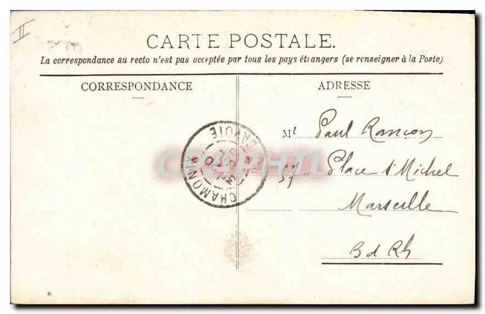 Chamonix und der Mont-Blanc von der Flégère — anonymer Verlag, Nr. 2365 - Rückseite