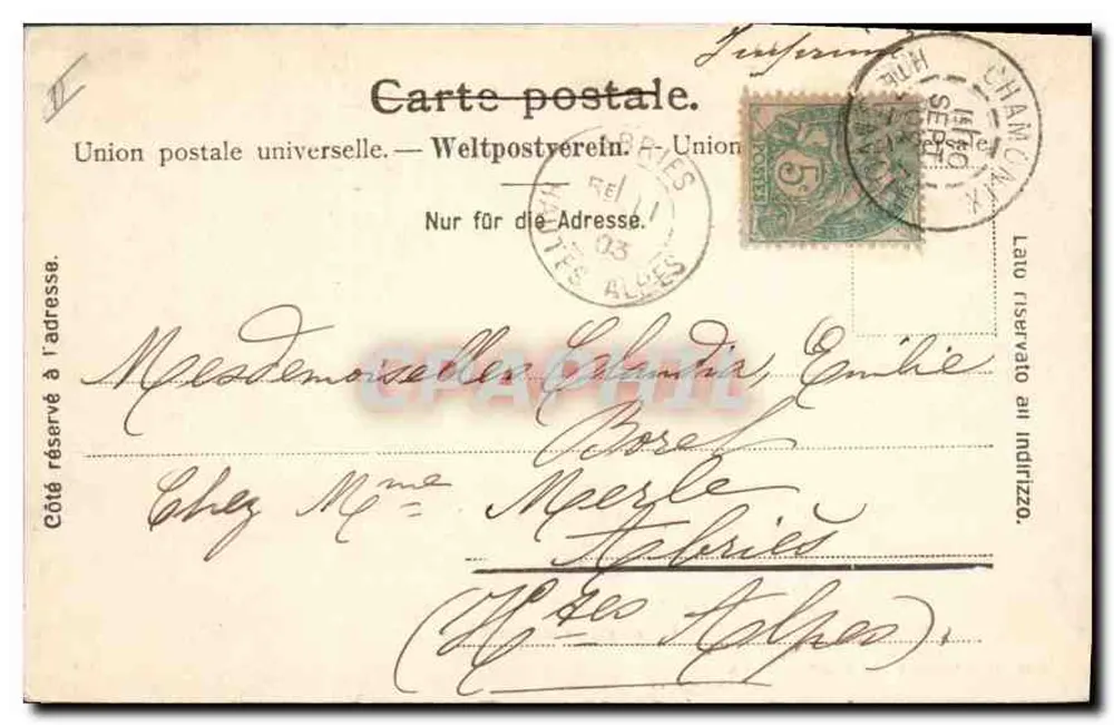 Chamonix e o Monte Branco — vista panorâmica — Fot. Wehrli frères, Kilchberg, Zürich, n° 5015 - Verso