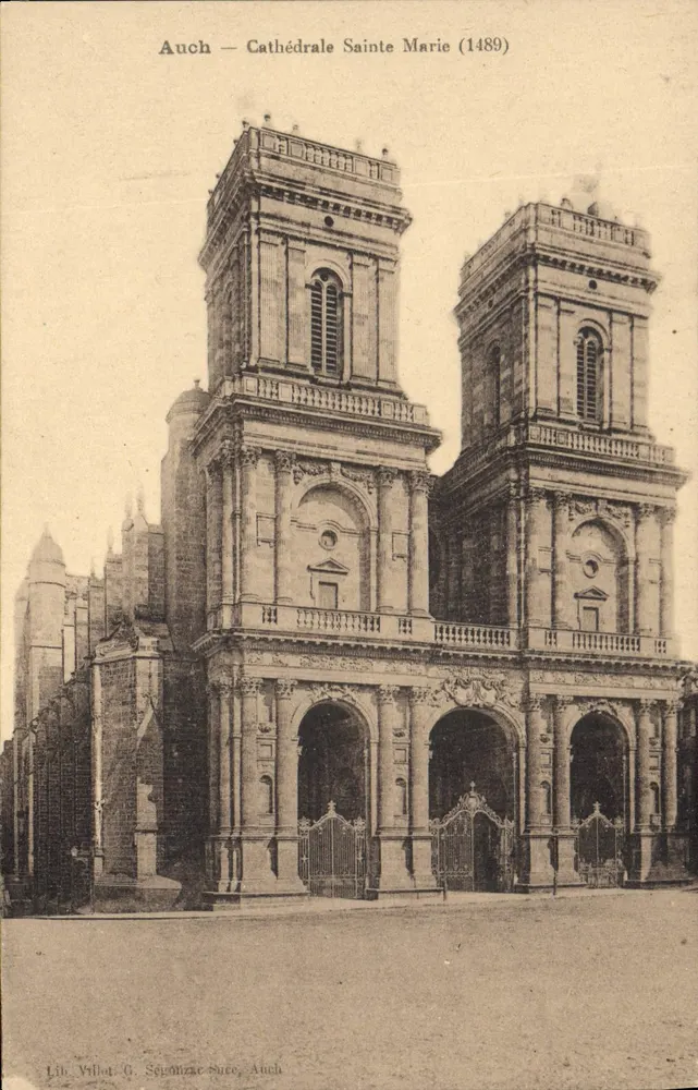 Auch — Catedral Sainte Marie (1489) — Lib. Willet. G. Segonzac, Auch - Frente
