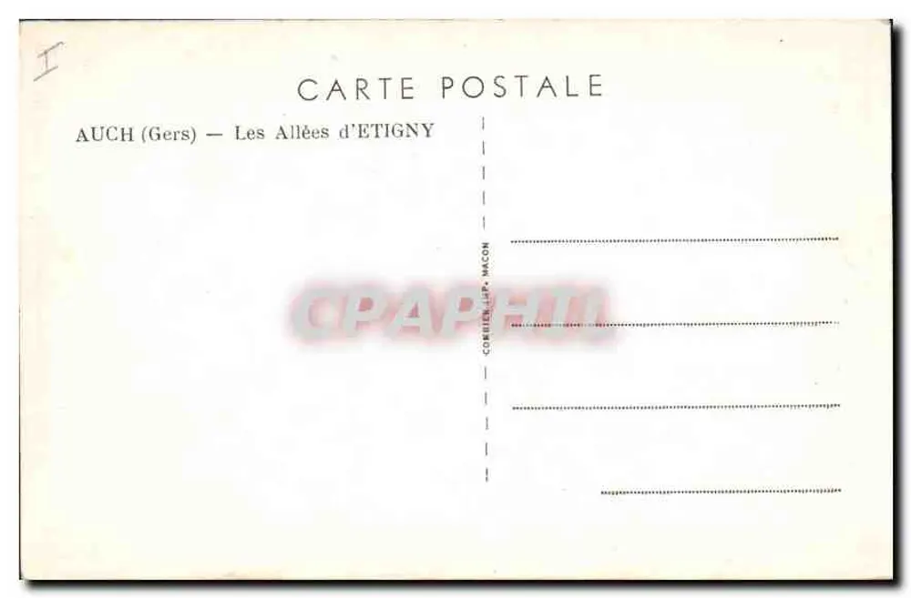 Auch (Gers) — Les Allées d'Etigny — Éditeur Corbier-Lip-Nacon - Verso