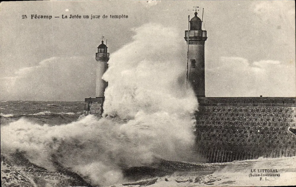 Fécamp — La Muelle un día de tormenta — LE LITTORAL (Seine-Intérieure) F.L. - Anverso