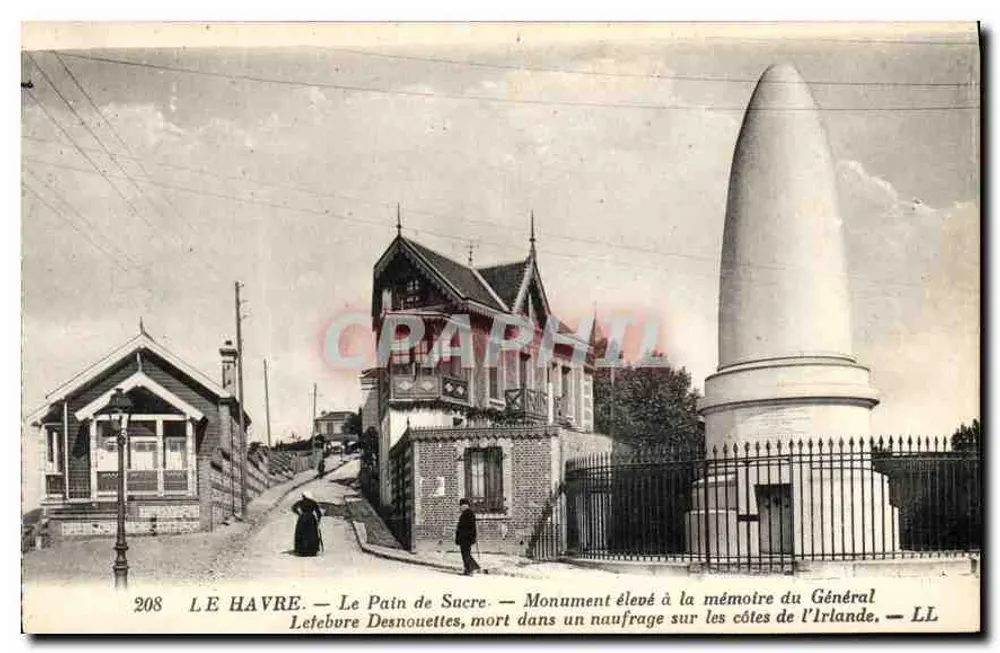 Le Havre — O Pain de Sucre — Monument erguido em homenagem ao Geral Lefebure Desnouettes, morto em um naufrágio nas costas da Irlanda — LL - Frente