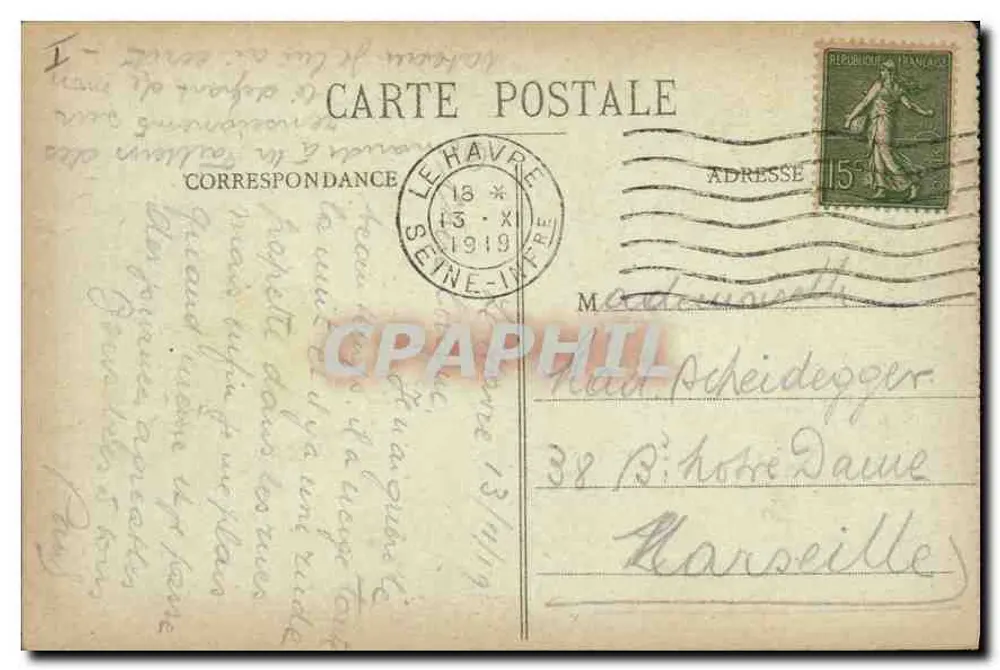 Le Havre — Das Rathaus und der Öffentliche Garten — C. V. - 2064 - Rückseite