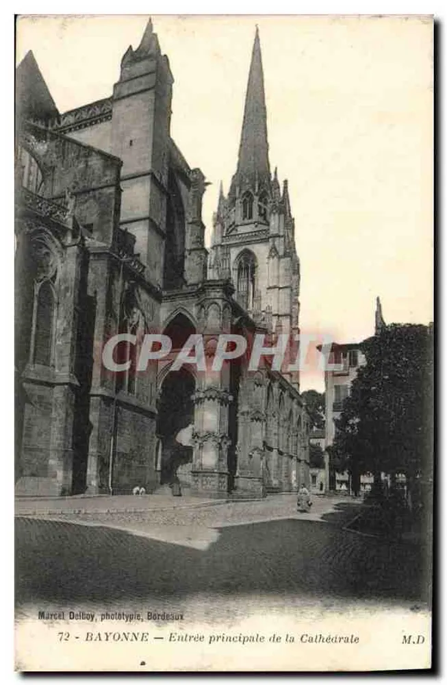 Bayonne — Haupteingang der Kathedrale — Marcel Delboy, Phototypie, Bordeaux, Nr. 72 - Vorderseite