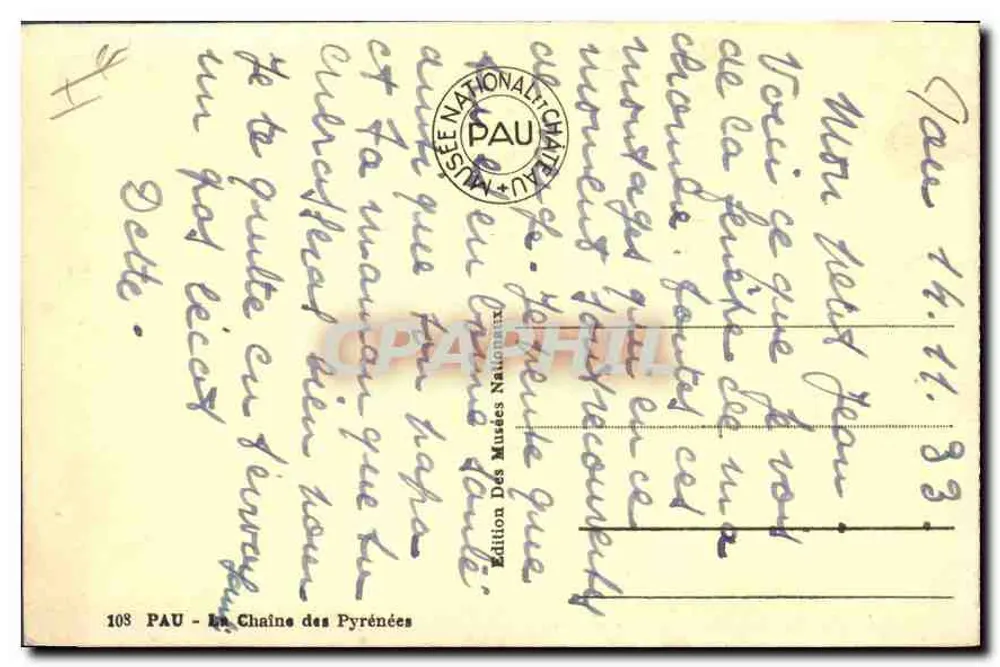 Pau — A Cadeia dos Pirineus — Edição dos Museus Nacionais - Verso