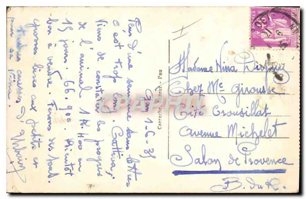 Boulevard das Pirineus — Pau — C.C. 8 - Verso