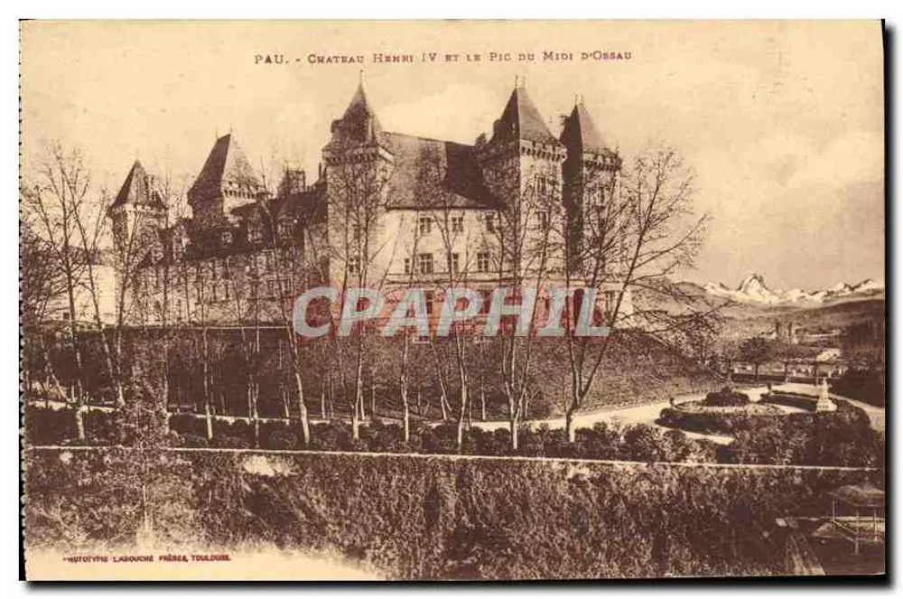 Pau — Schloss Henri IV und der Pic du Midi d'Ossau — Phototypie Labouche Frères, Toulouse - Vorderseite