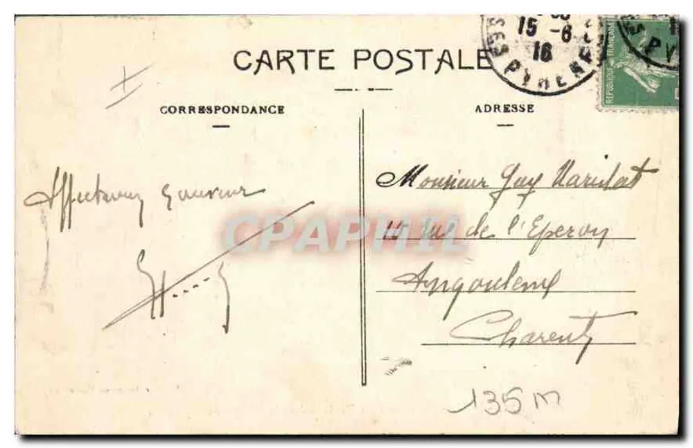 PAU — Ein Eckchen des Boulevards und die Pyrenäen-Kette — Edition Galeries Modernes - Rückseite
