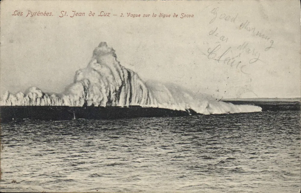 St. Jean de Luz — Welle an der Socoa-Dyke — A. Villate, Verlag, Turbès - Vorderseite