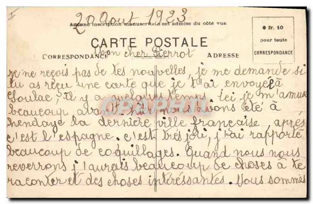 St-Jean-de-Luz — Große Welle an der Artha-Düne — J. Dargains, Verlag - Rückseite