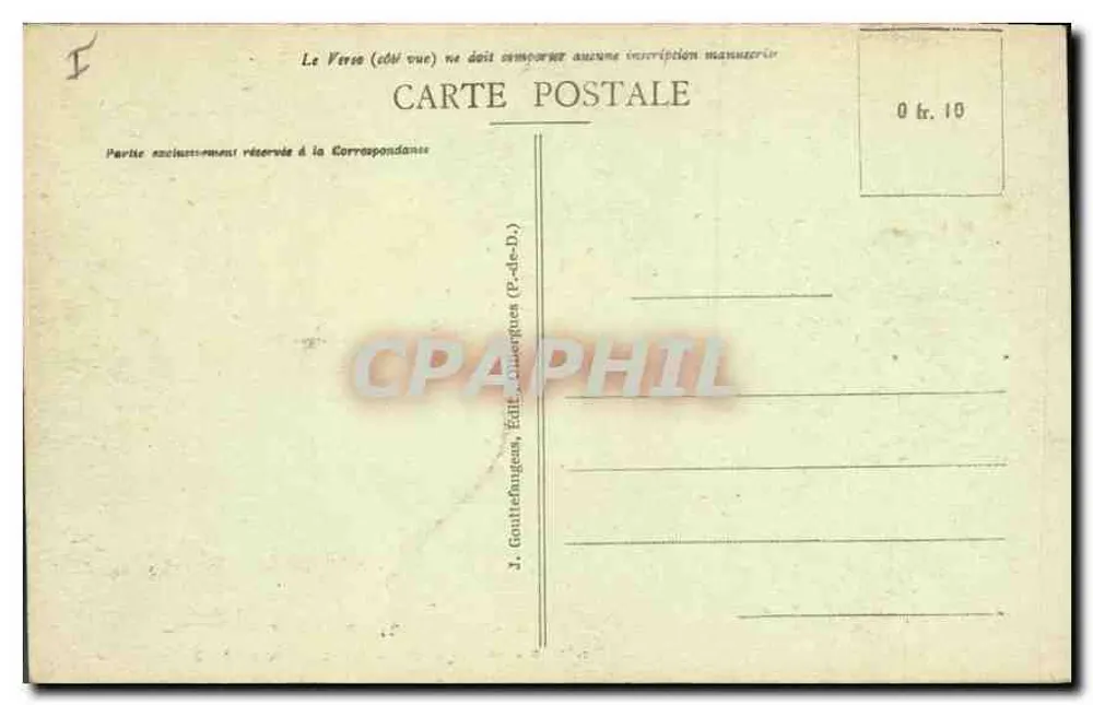 Ruínas dos Termas Galo-Romanas — Royat — editor G. D'O. n° 1153 - Verso