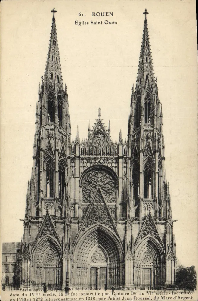 Rouen — Igreja de São Ouen — Editor E.D. n°61 - Frente