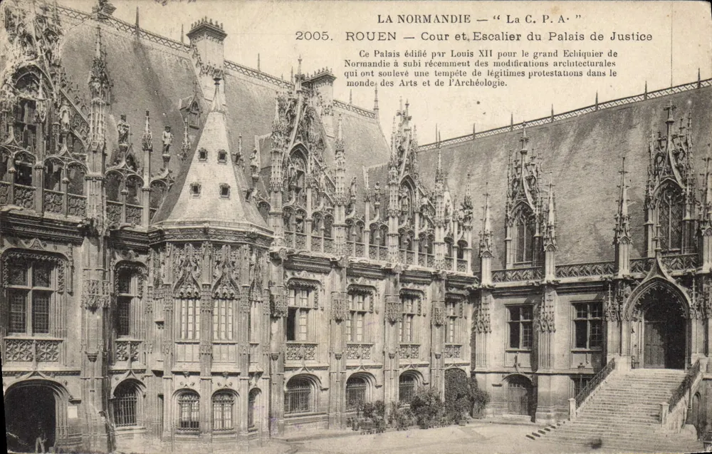 Rouen — Cour und Treppen des Palais de Justice — Antike Ansichtskarte n°2005 - Vorderseite