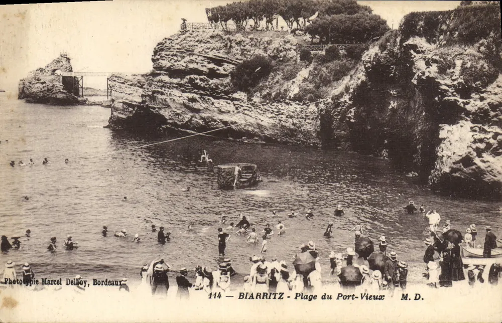 Biarritz - Strand von Port-Vieux — Phototypie Marcel DelBoy, Bordeaux, Nr. 114 - Vorderseite