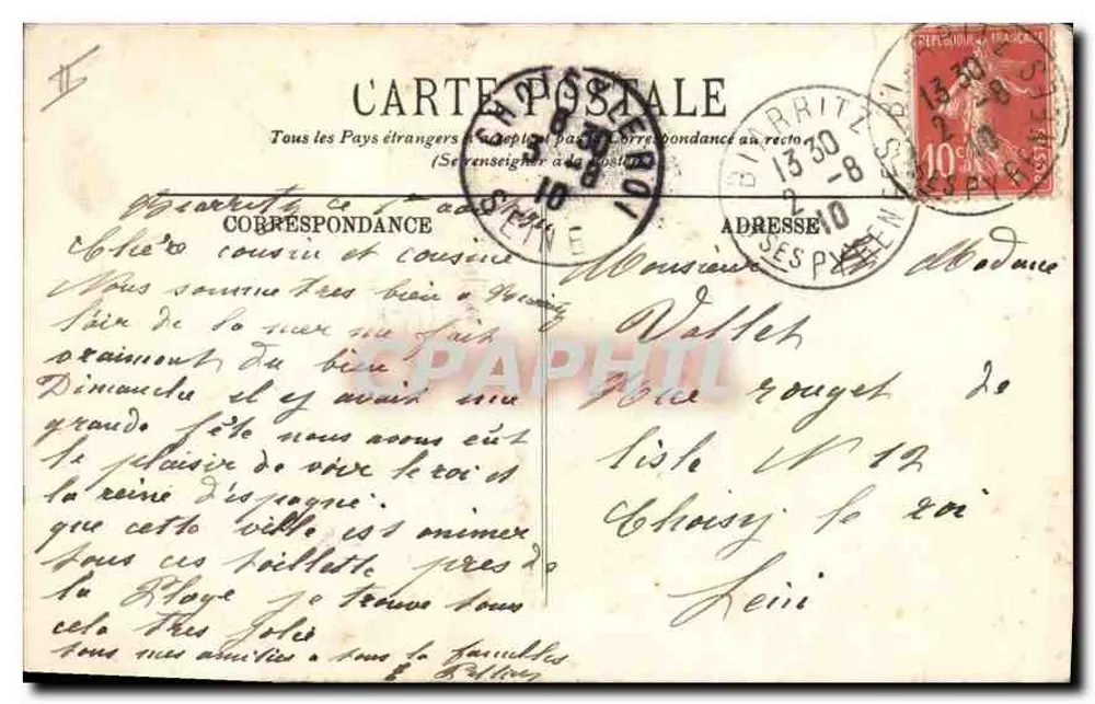 Biarritz — Il Rocher della Vergine — L.I. - Verso