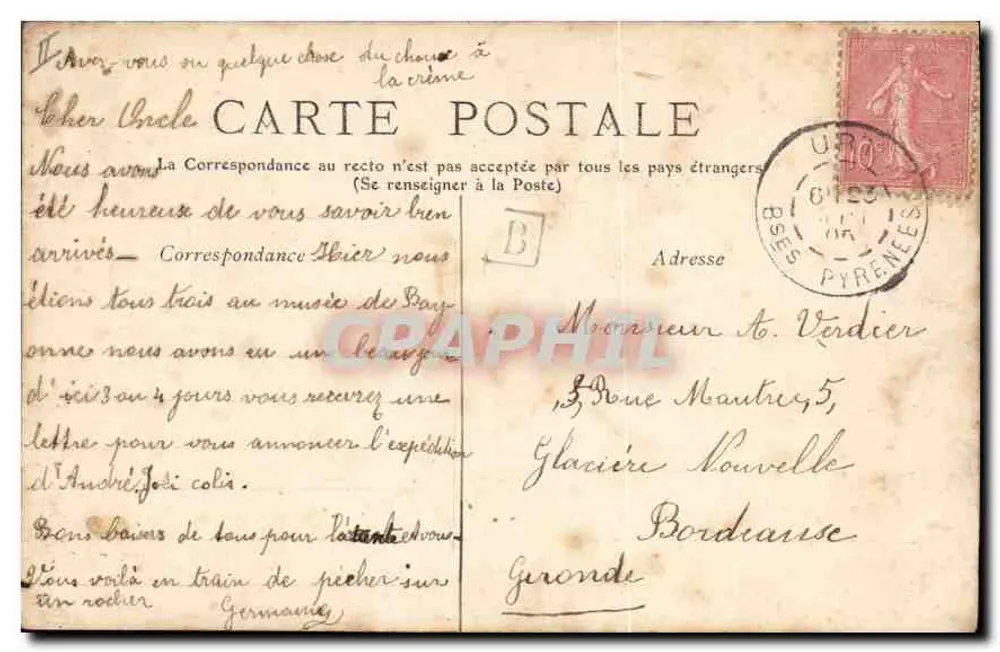 Biarritz - Pescadores — editor Bayonne, n° 221 - Verso