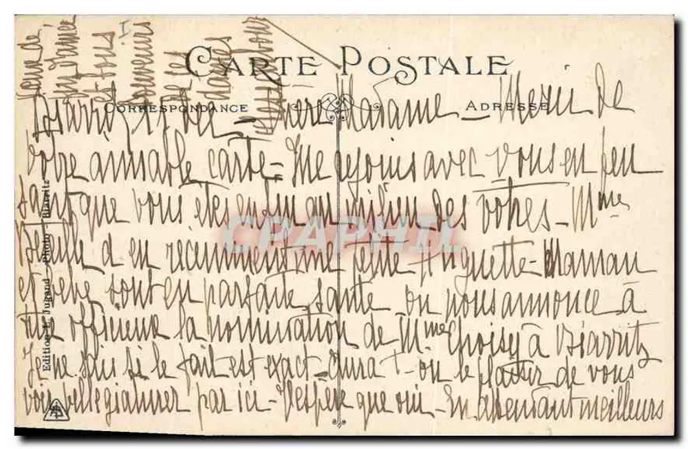 Biarritz - Mar brilhante diante da Atalaya — Éditions Durand, n°10 - Verso