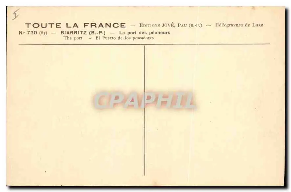 Biarritz — O porto dos pescadores — Éditions Jové, Pau (B.-P.) - Verso