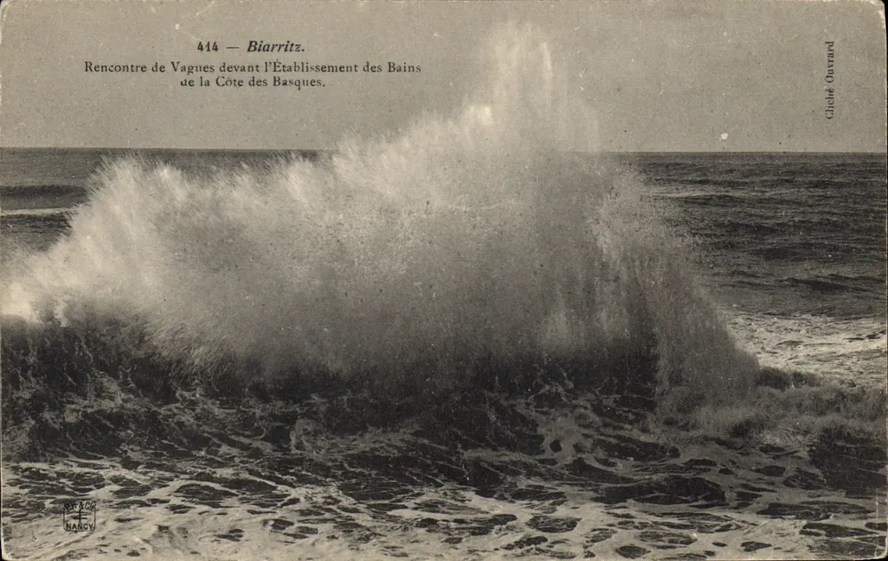 Biarritz — Begegnung von Wellen vor den Bädern — Chiché Ouvrard, Nr. 414 - Vorderseite