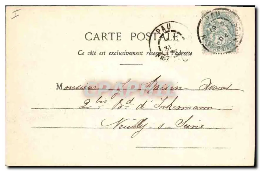 Biarritz - Ansicht der Welle am Felsen der Jungfrau (Sturm) — Eug. Pacault, phot. Verlag Biarritz - Rückseite