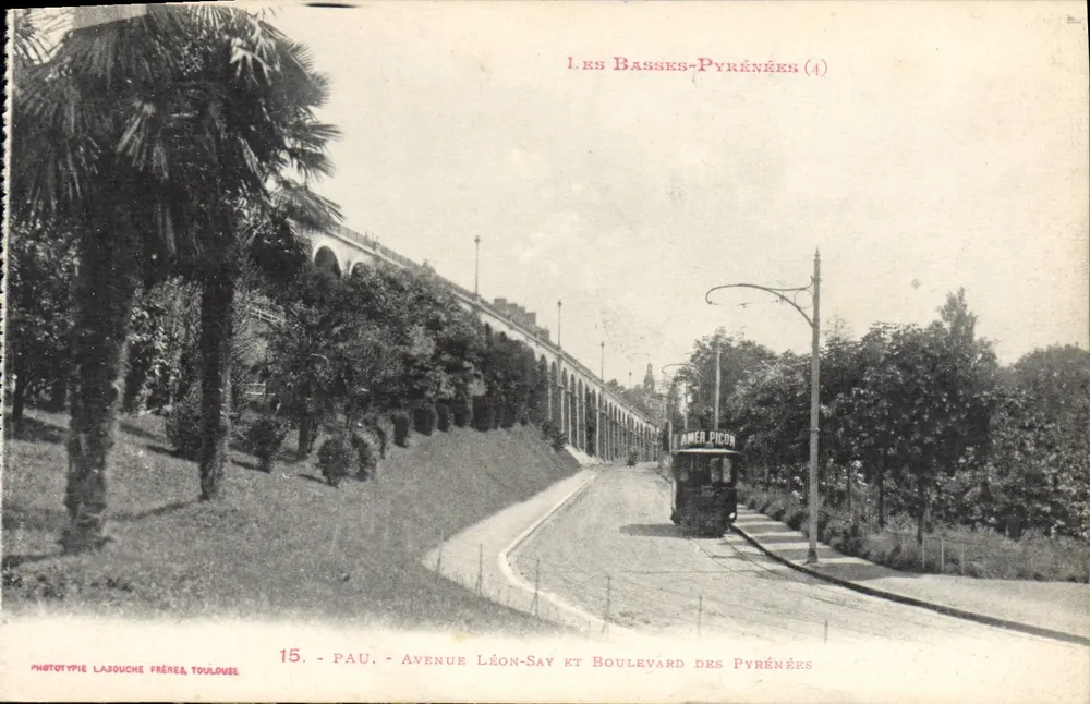 Pau - Avenue Léon-Say und Boulevard des Pyrénées — Phototypie Labouche Frères, Toulouse — n°15 - Vorderseite