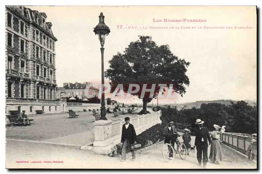 Pau - Die Abwärtsstrecke der Gane und der Boulevard des Pyrénées — Phototype Labarre Péluel-Trolleux, n°77 - Vorderseite