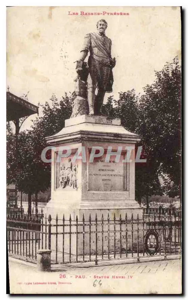 Pau — Estátua de Henri IV — tipo Labrousse & Cie, Toulouse - Frente