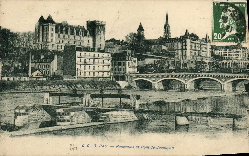 Pau — Panorama e Ponte di Jurançon — C.C. 3 PAU - Recto