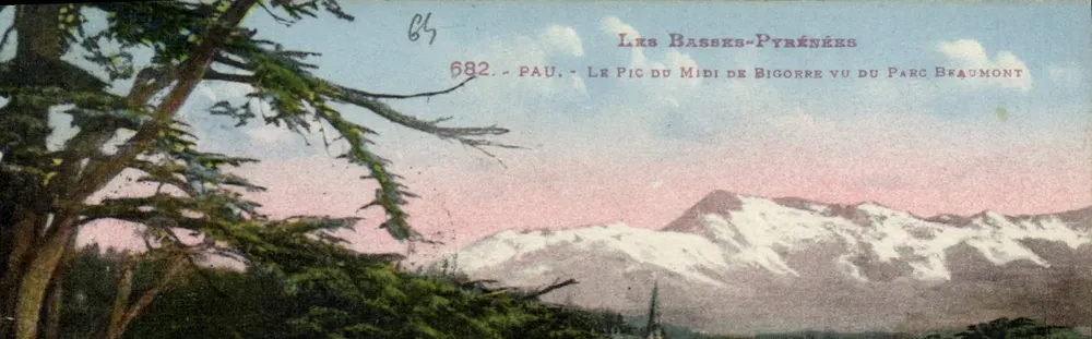 Die Basses-Pyrénées — Ansicht des Pic du Midi de Bigorre vom Parc Beaumont — Pau, n°682 - Vorderseite