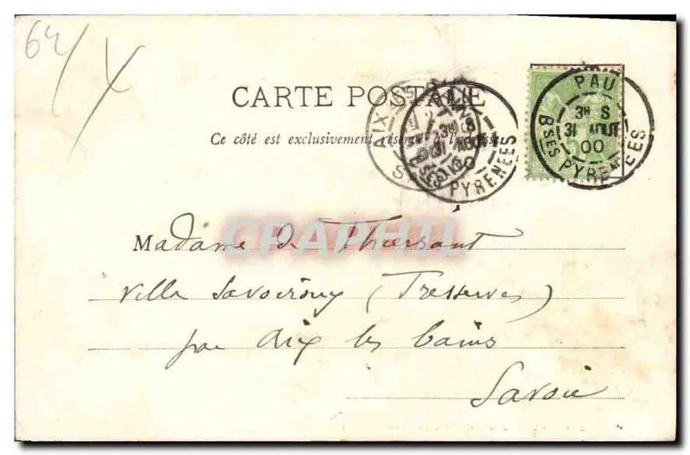 Pau (B.-P.) - Schloss Winter & Brücke Oscar II — G. Fondarré et fils, Verlag, Orthez (B.-P.) - Rückseite