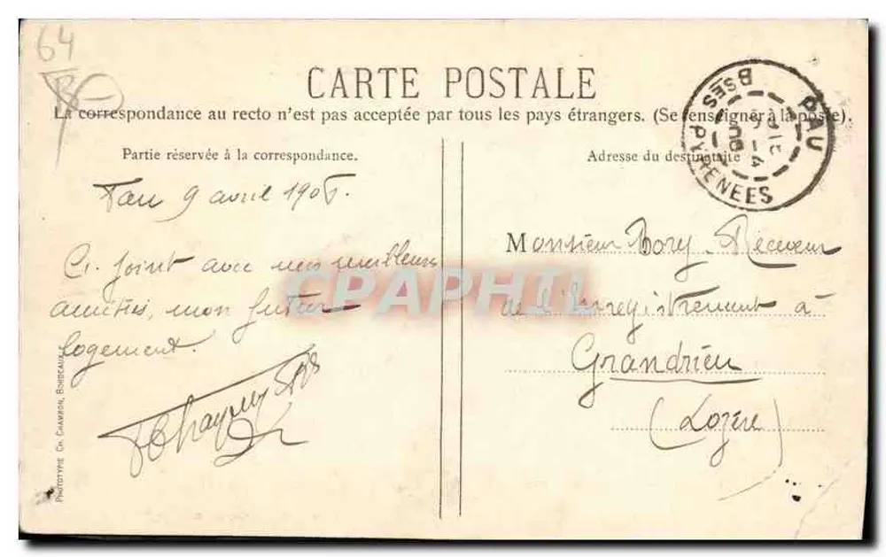 Pau — Caserne Bernadotte — C. C. — éditeur C. C. - Verso