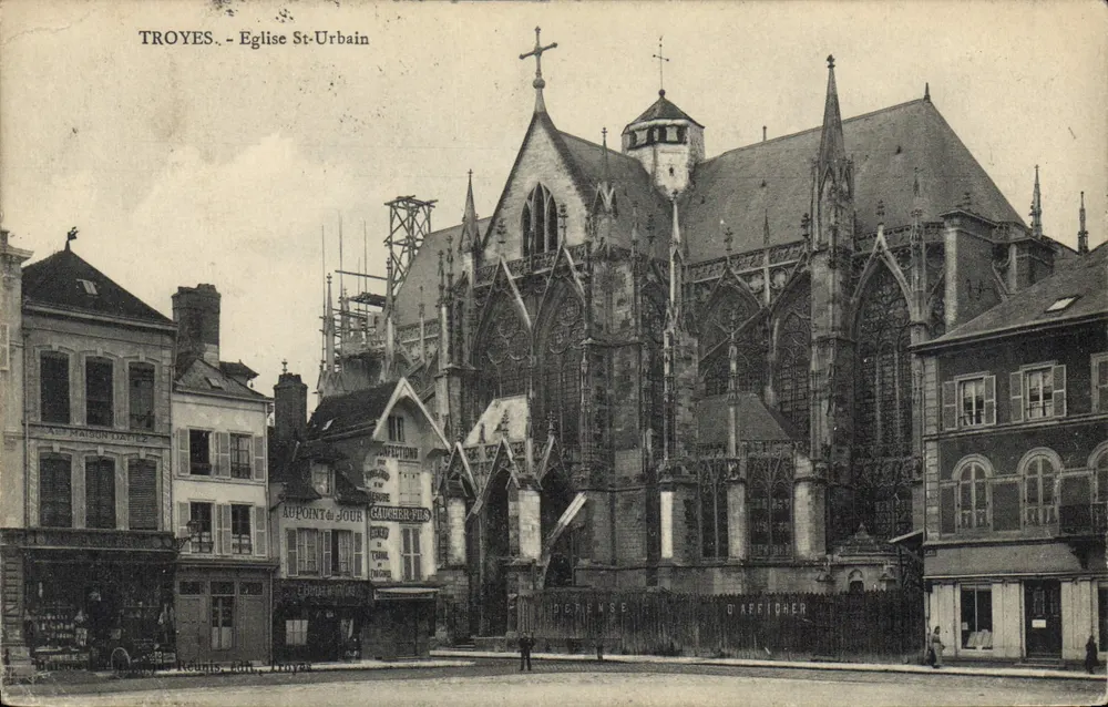 Troyes - Kerk van Sint Urbain — uitzicht op de gotische voorgevel met uitgever 'Roulin, uitg. Troyes' - Voorkant
