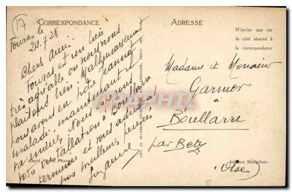 FOURAS-LES-BAINS — La Playa a la Hora del Baño — Edición Maubillier - Reverso