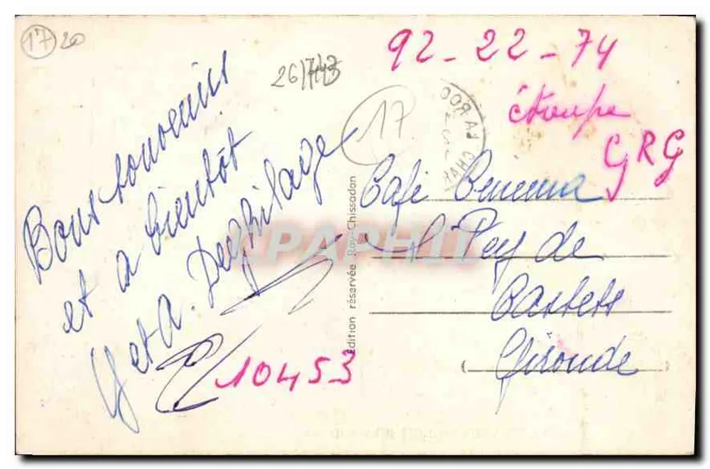 Châtelailhon (Charente-Maritime) — A praia — edição RAC - Verso