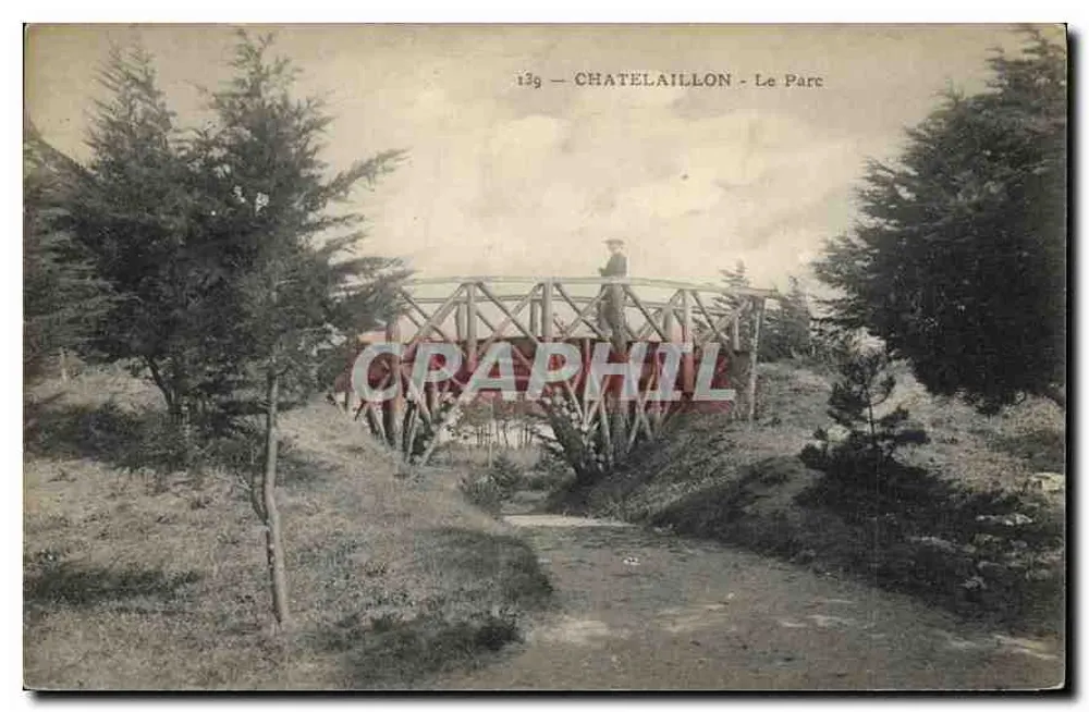 Châtelailloon - O Parque — ponte metálica com homem — editor não identificado, n° 139 - Frente