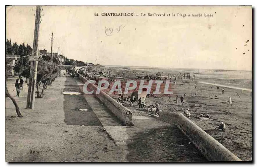 Châtelaillyon — O Boulevard e a Praia com Maré Baixa — Edição de Arte Astra - Frente